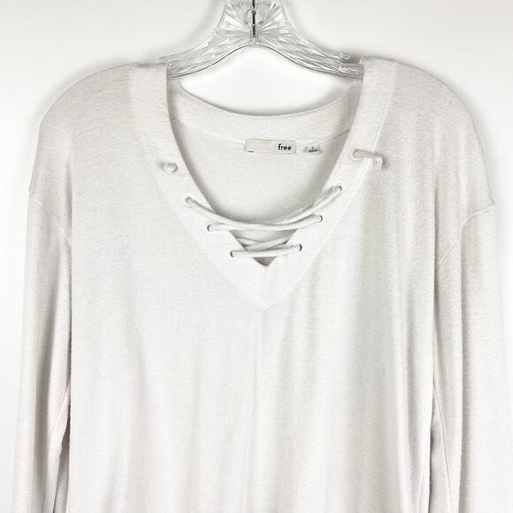 Wilfred Free Antonova Lace Up Knit Blouse Aritzia Lightweight Womens Size Small - Picture 3 of 12